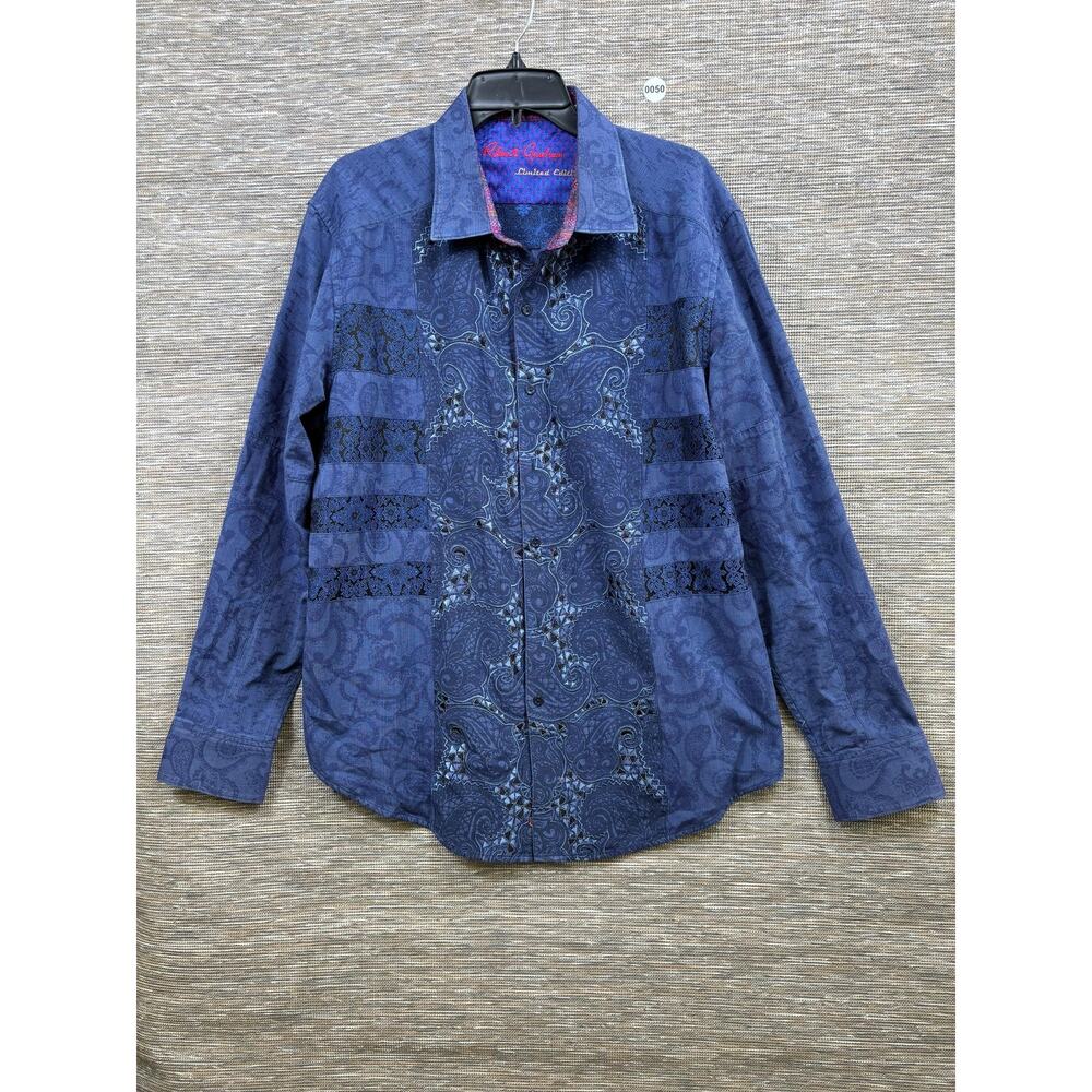 Robert Graham Shirt Mens Size 2XL Blue Paisley Woven Classic Fit Limited Edition